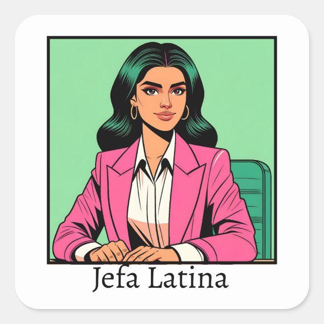 Sticker Carré Jefa Latina Pop Art Business Femme (Devant)