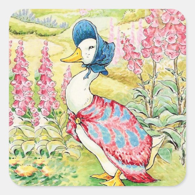 Sticker Carré “Jemima Puddle Duck” by Beatrix Potter (Devant)