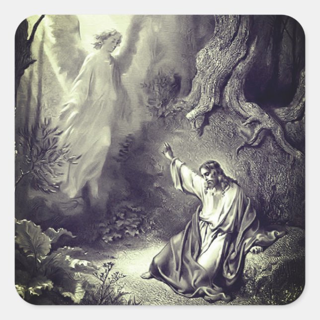 Sticker Carré Jésus Agonie Dans Le Jardin Religieux (Devant)