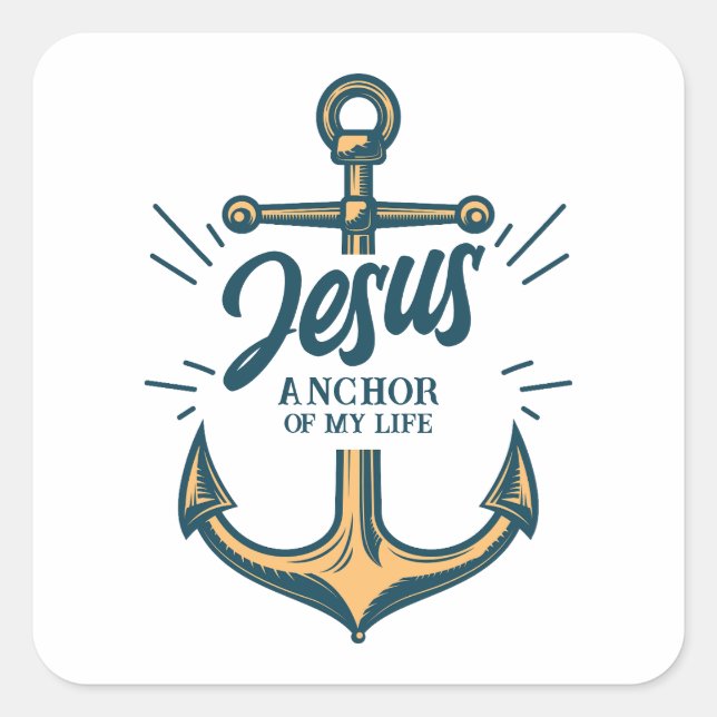 Sticker Carré Jésus Ancre de ma vie (Devant)