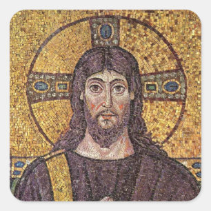 Sticker Carré Jésus Christ avec l'Esprit Saint Flamme Mosaïque