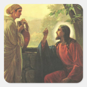 Sticker Carré Jésus-Christ et le Bon Samaritain au Puits