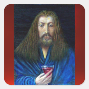 STICKER CARRÉ JÉSUS CHRIST, LA CHALICE