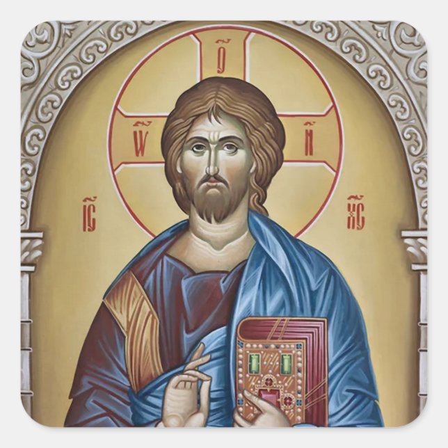 Sticker Carré Jésus Christ Orthodoxe Icône chrétienne (Devant)