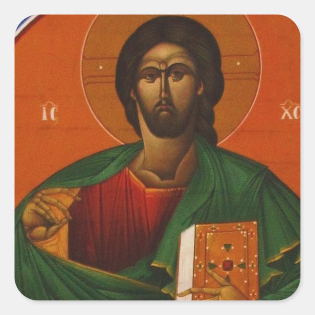 Sticker Carré Jésus Christ Orthodoxe Icône chrétienne (Devant)