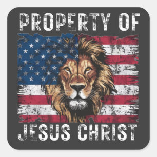 Sticker Carré Jésus Christ Propriété Christian Lion Juda 4 juill