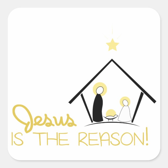 Sticker Carré Jésus Est La Raison (Devant)