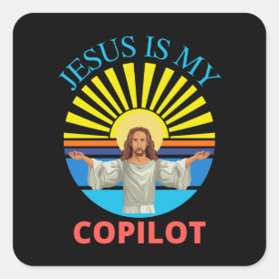 STICKER CARRÉ JÉSUS EST MON COPILOTE