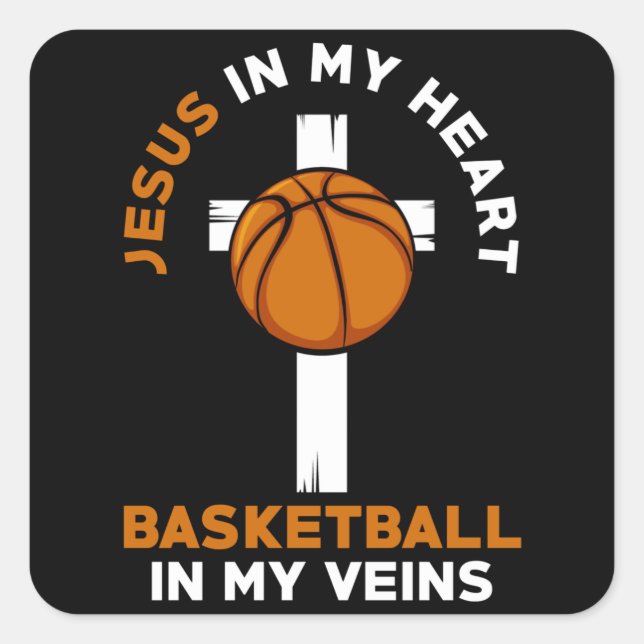 Sticker Carré Jésus Et Chrétien Du Basket-Ball Dit : (Devant)