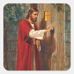 Sticker Carré Jésus frappe sur la porte