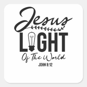 Sticker Carré Jésus Lumière Du Monde - Bible Verse