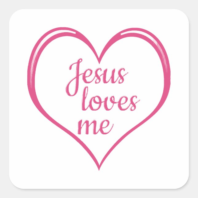 Sticker Carré JÉSUS M'AIME dans le coeur (Devant)