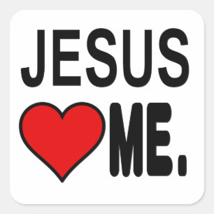 Sticker Carré Jésus m'aime Jésus Cadeaux