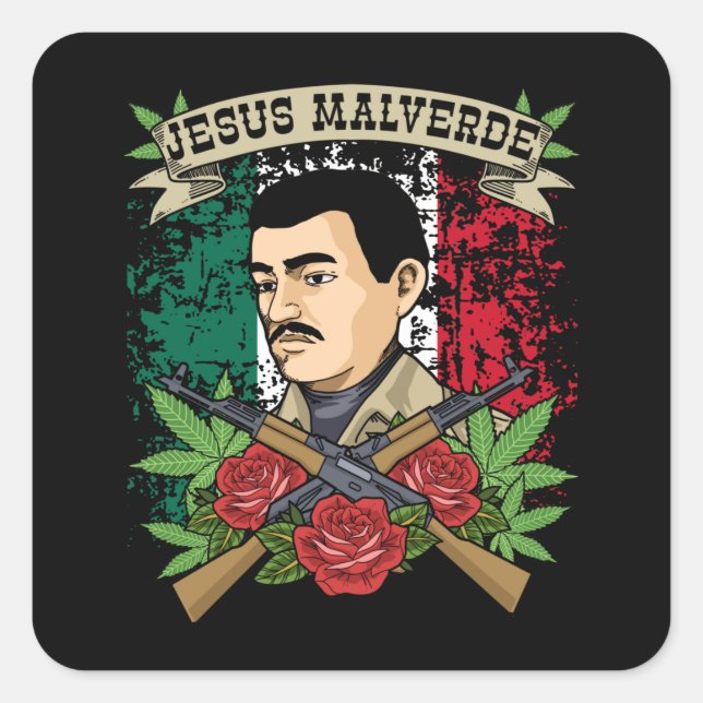 Sticker Carré Jésus Malverde Cadeau Femmes & Hommes Jésus Malver (Devant)
