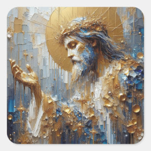 Sticker Carré Jesus Praying - Collection d'oeuvres de Jésus Seri