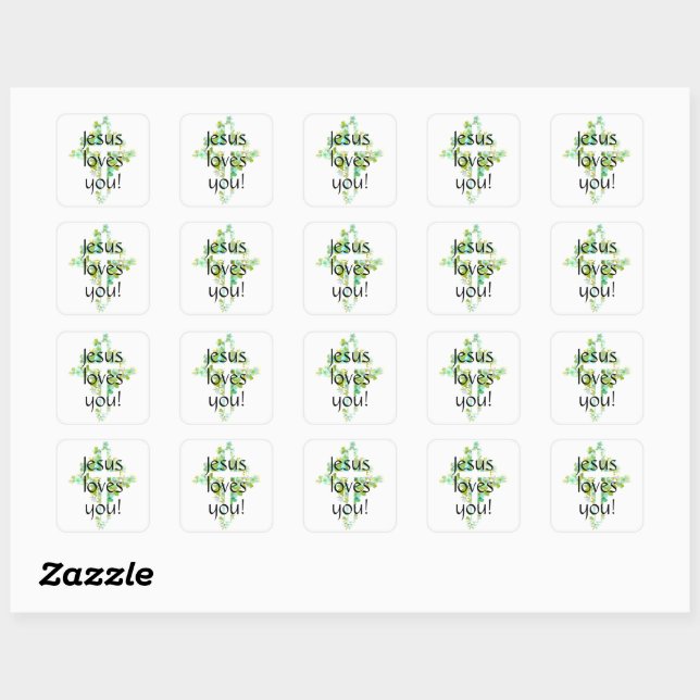 Sticker Carré Jésus t'aime ! (Feuille)
