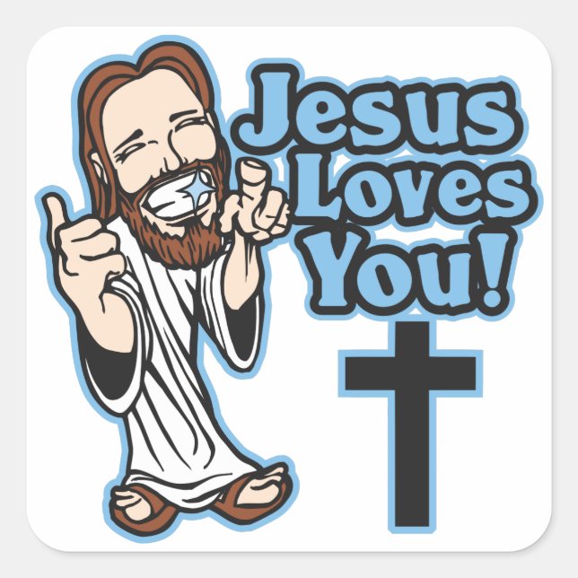 Sticker Carré Jésus t'aime (Devant)