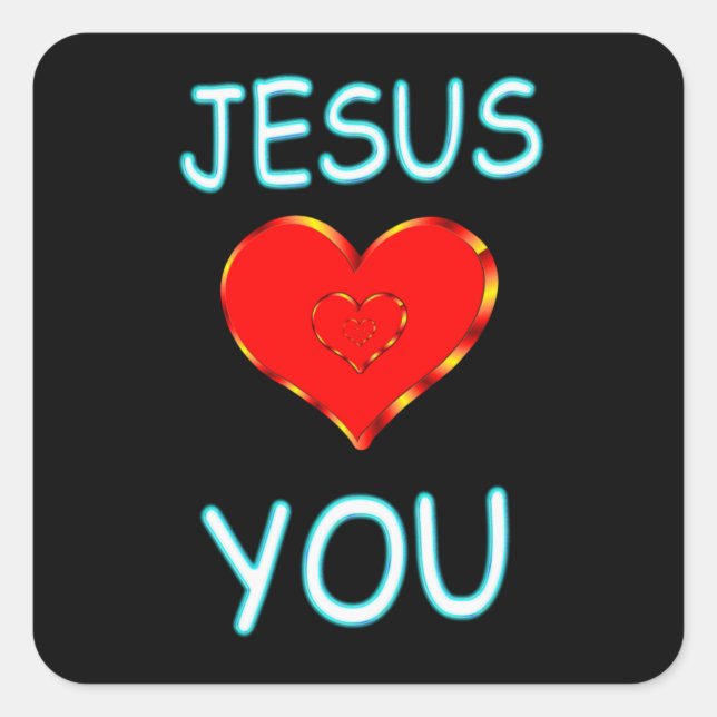 Sticker Carré Jésus t'aime (Devant)