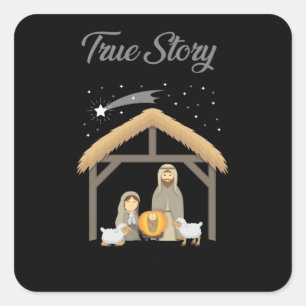 Sticker Carré Jésus Véritable histoire Noël Noël Noël Noël Noël 