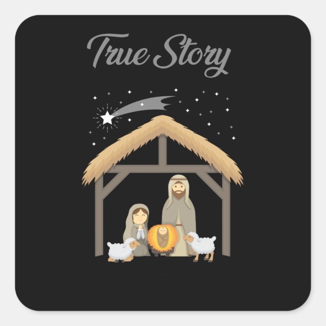 Sticker Carré Jésus Véritable histoire Noël Noël Noël Noël Noël  (Devant)