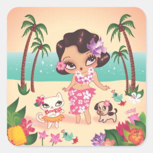 Sticker Carré Jeu d'autocollants Hula Lulu
