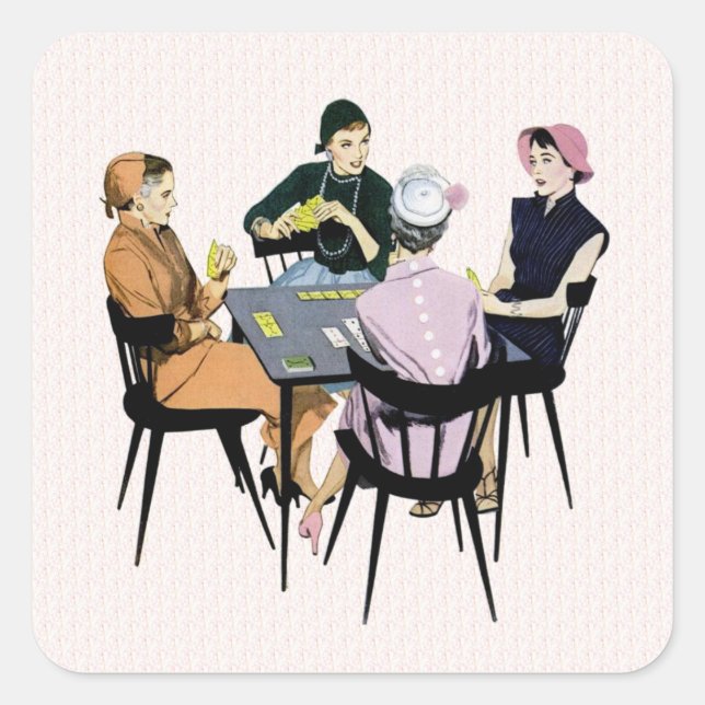 Sticker Carré Jeu de cartes Retro 1950 (Devant)