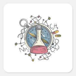 Sticker Carré Jeu de mots drôle sur la chimie scientifique