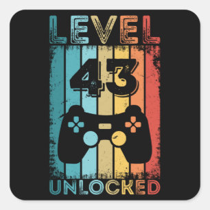 Sticker Carré Jeu de niveau 43 déverrouillé 43e jeu de cadeaux