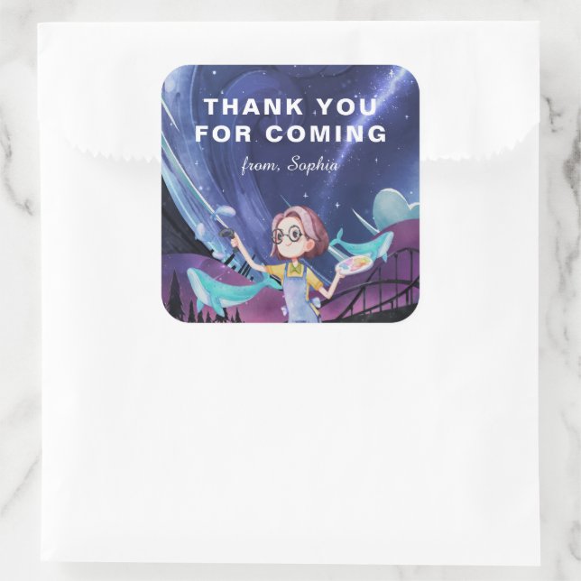 Sticker Carré Jeu de réalité virtuelle Anniversaire Merci (Sac)