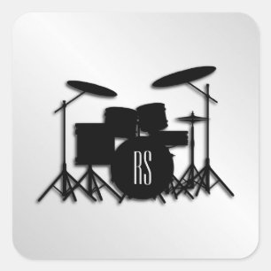 Sticker Carré Jeu de tambour Monogramme Argent
