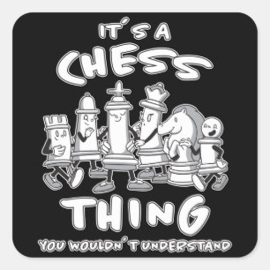 Sticker Carré Jeu d'échecs Joueur d'échecs Jeu cadeau