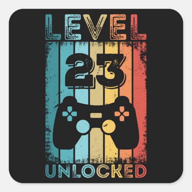 Sticker Carré Jeu niveau 23 déverrouillé 23e anniversaire Jeu ca (Devant)