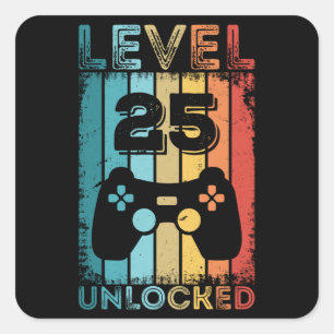 Sticker Carré Jeu niveau 25 déverrouillé 25e anniversaire Jeu ca