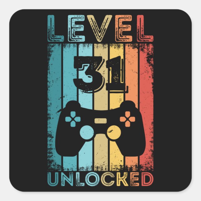 Sticker Carré Jeu niveau 31 déverrouillé 31e anniversaire Jeu ca (Devant)