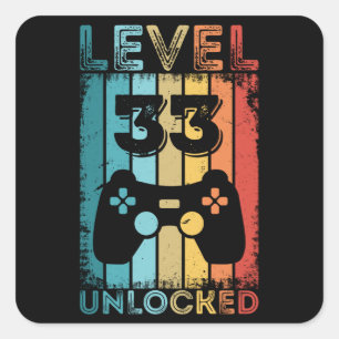 Sticker Carré Jeu niveau 33 déverrouillé 33e anniversaire Jeu ca