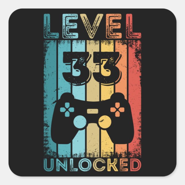 Sticker Carré Jeu niveau 33 déverrouillé 33e anniversaire Jeu ca (Devant)