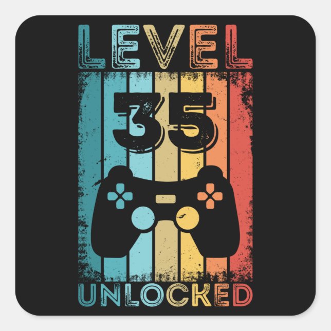 Sticker Carré Jeu niveau 35 déverrouillé 35e anniversaire Jeu ca (Devant)