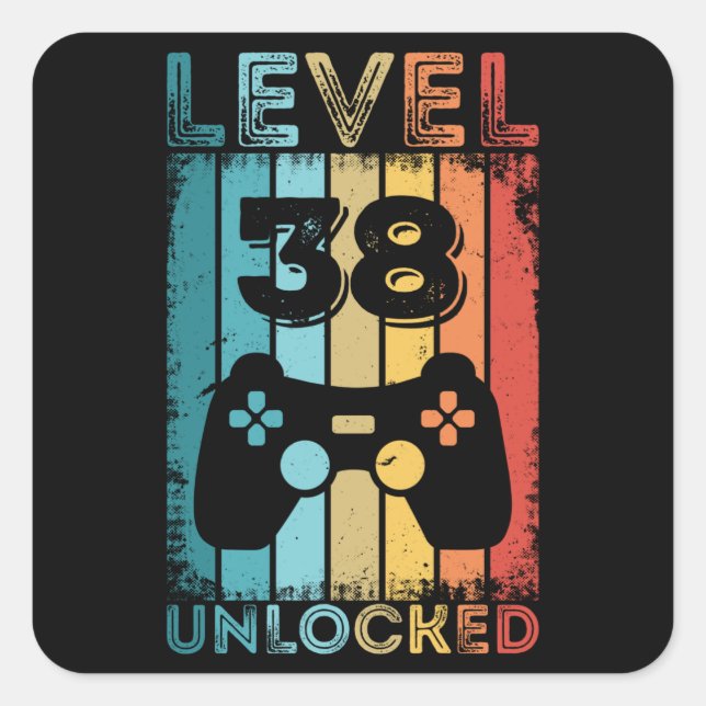 Sticker Carré Jeu niveau 38 déverrouillé 38e anniversaire Jeu ca (Devant)