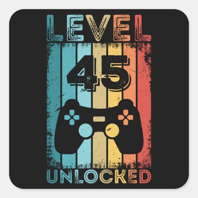 Sticker Carré Jeu niveau 45 déverrouillé 45e anniversaire Jeu ca (Devant)