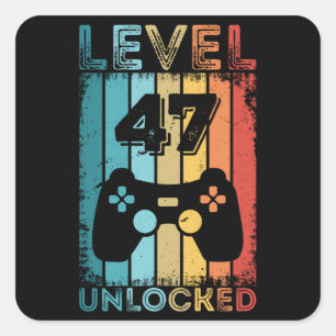 Sticker Carré Jeu niveau 47 déverrouillé 47e anniversaire Gift G