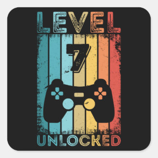 Sticker Carré Jeu niveau 7 déverrouillé 7e anniversaire Jeu cade