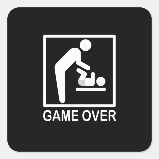 Sticker Carré Jeu sur papa Drôle Pictogramme (Devant)