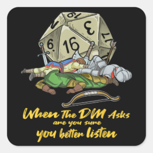 Sticker Carré Jeu Tabletop Quand Le DM Demande