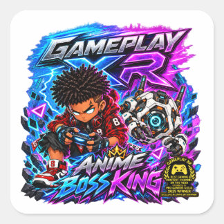 Sticker Carré Jeu XR Anime Boss King Ville Néon