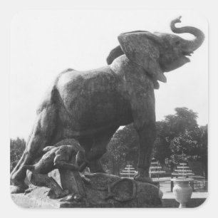 Sticker Carré Jeune éléphant attrapé dans un piège