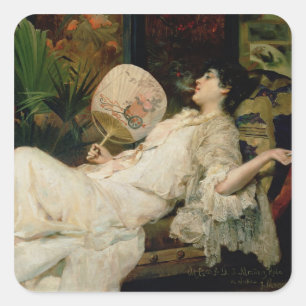 Sticker Carré Jeune femme fume, 1894