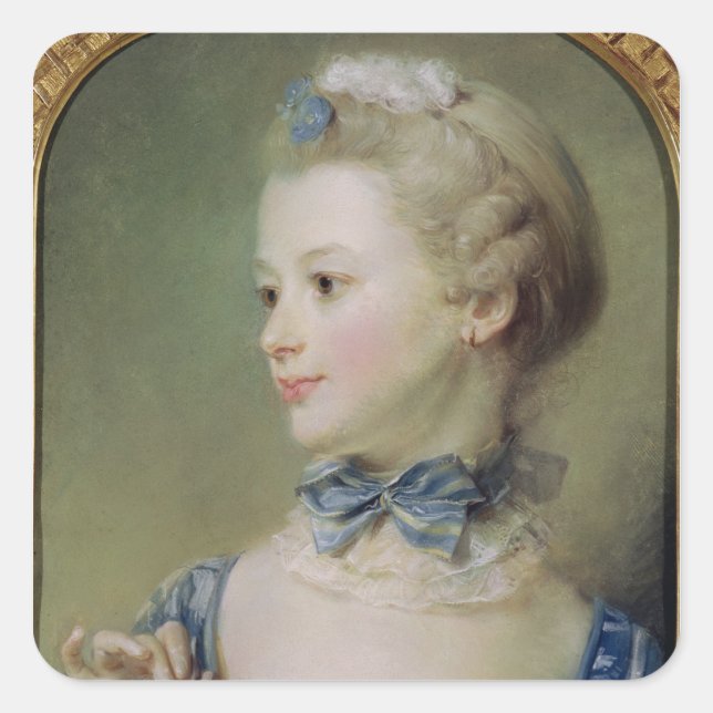 Sticker Carré Jeune fille avec un chat (Devant)