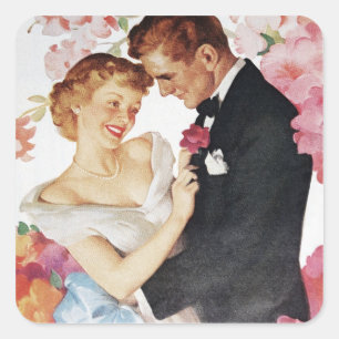 Sticker Carré Jeunes couples dans le tenue de soirée
