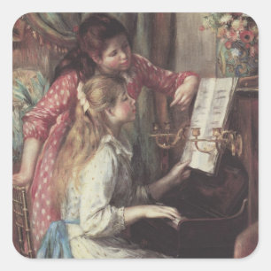 Sticker Carré Jeunes filles au piano de Pierre Renoir