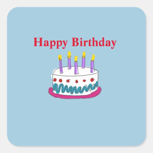 STICKER CARRÉ JEUX GÂTEAU D'ANNIVERSAIRE (Devant)
